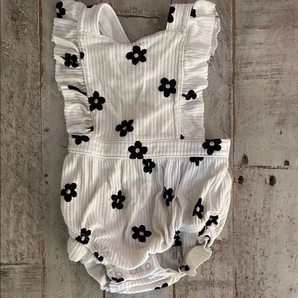 Cat & Jack White Bodysuit with Black and Pink Flowers